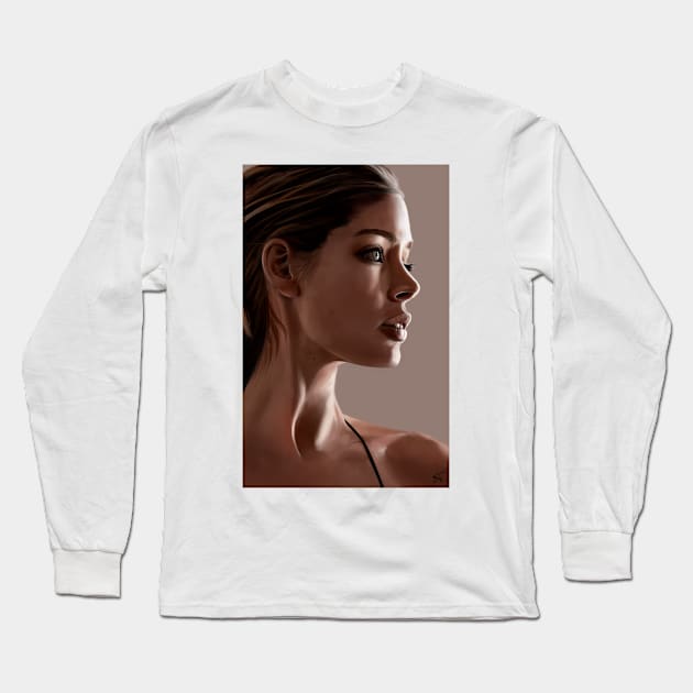 Girl Portrait Long Sleeve T-Shirt by BoogieGus